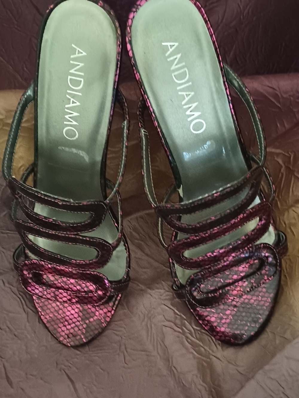 Women's Purple Snake-Print Strappy Heels